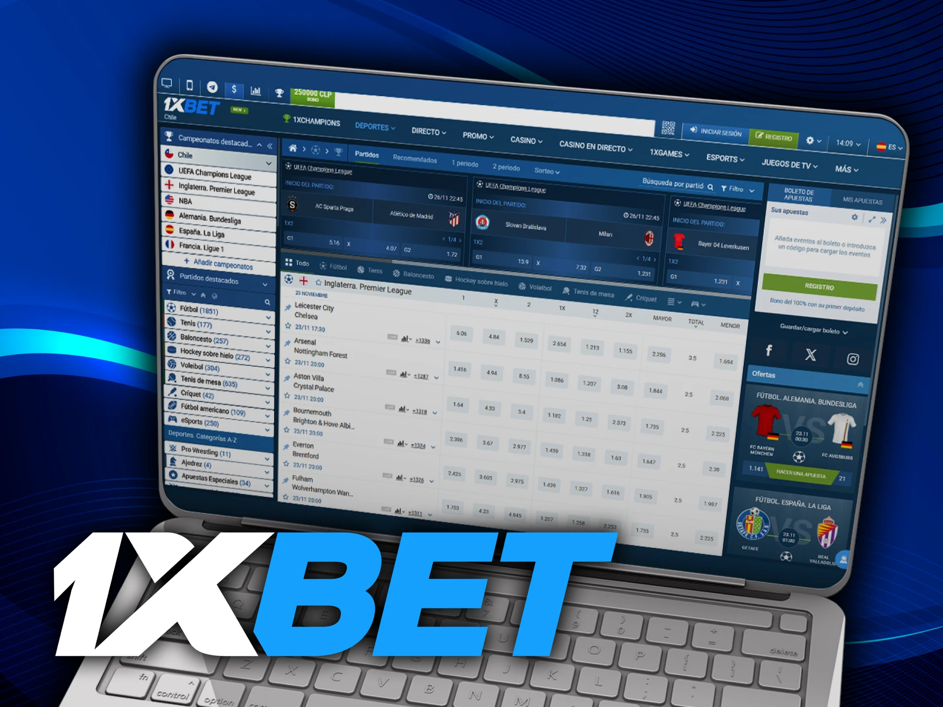 Vaya a la sección de deportes para apostar en 1xbet.