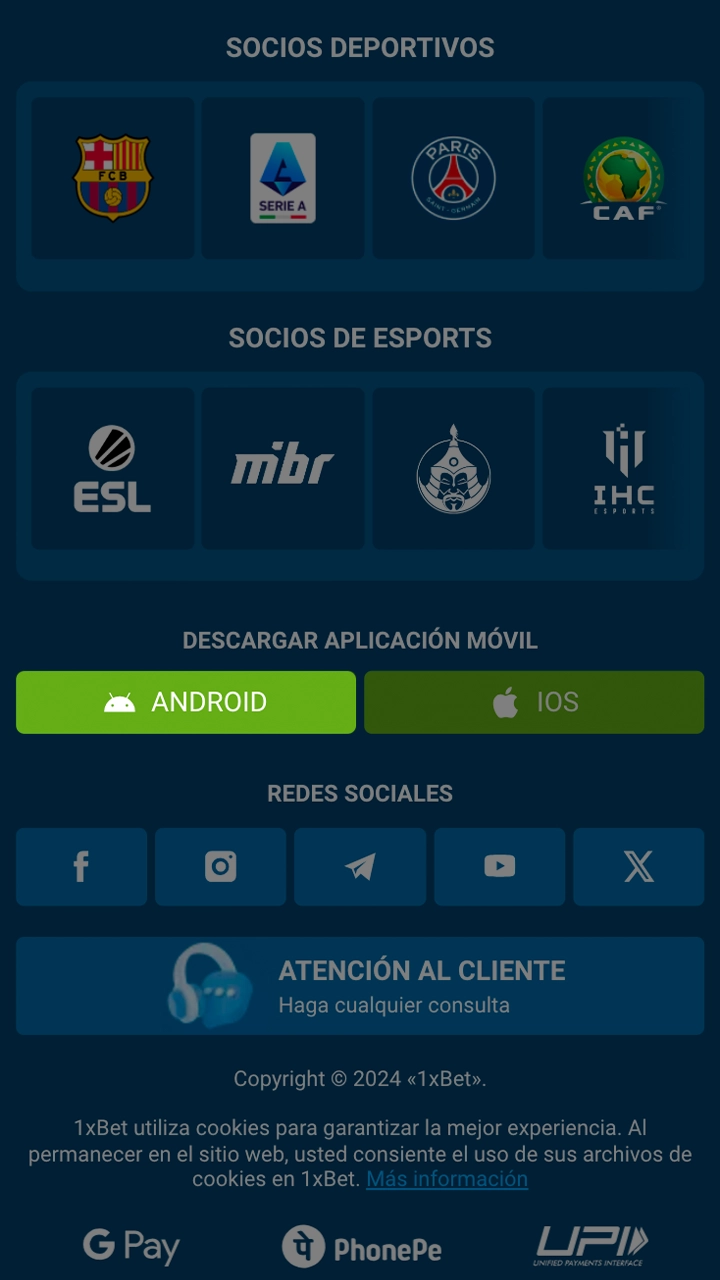 La descarga de la app 1xbet está disponible en la propia plataforma.