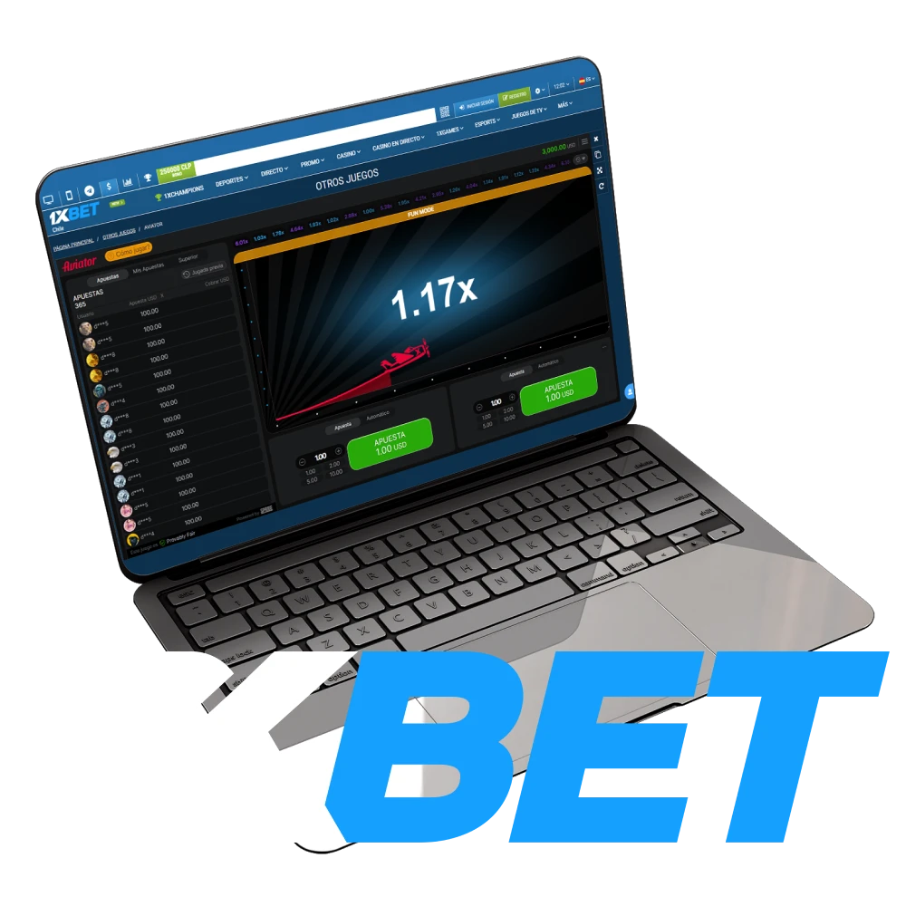 Para juegos en 1xbet, elija Aviator.