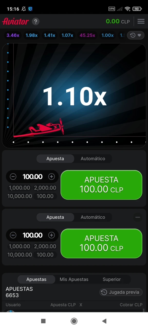 Elija Aviator en la sección de juegos de 1xbet.