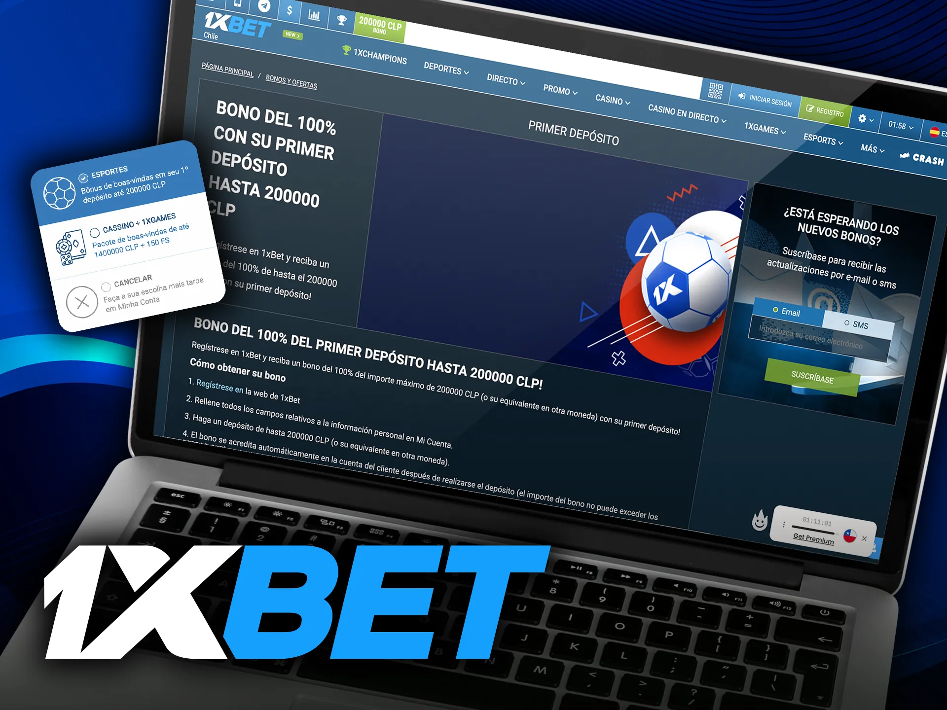 Para obtener el bono de bienvenida todo lo que tiene que hacer es registrarse en el sitio web de 1xbet.