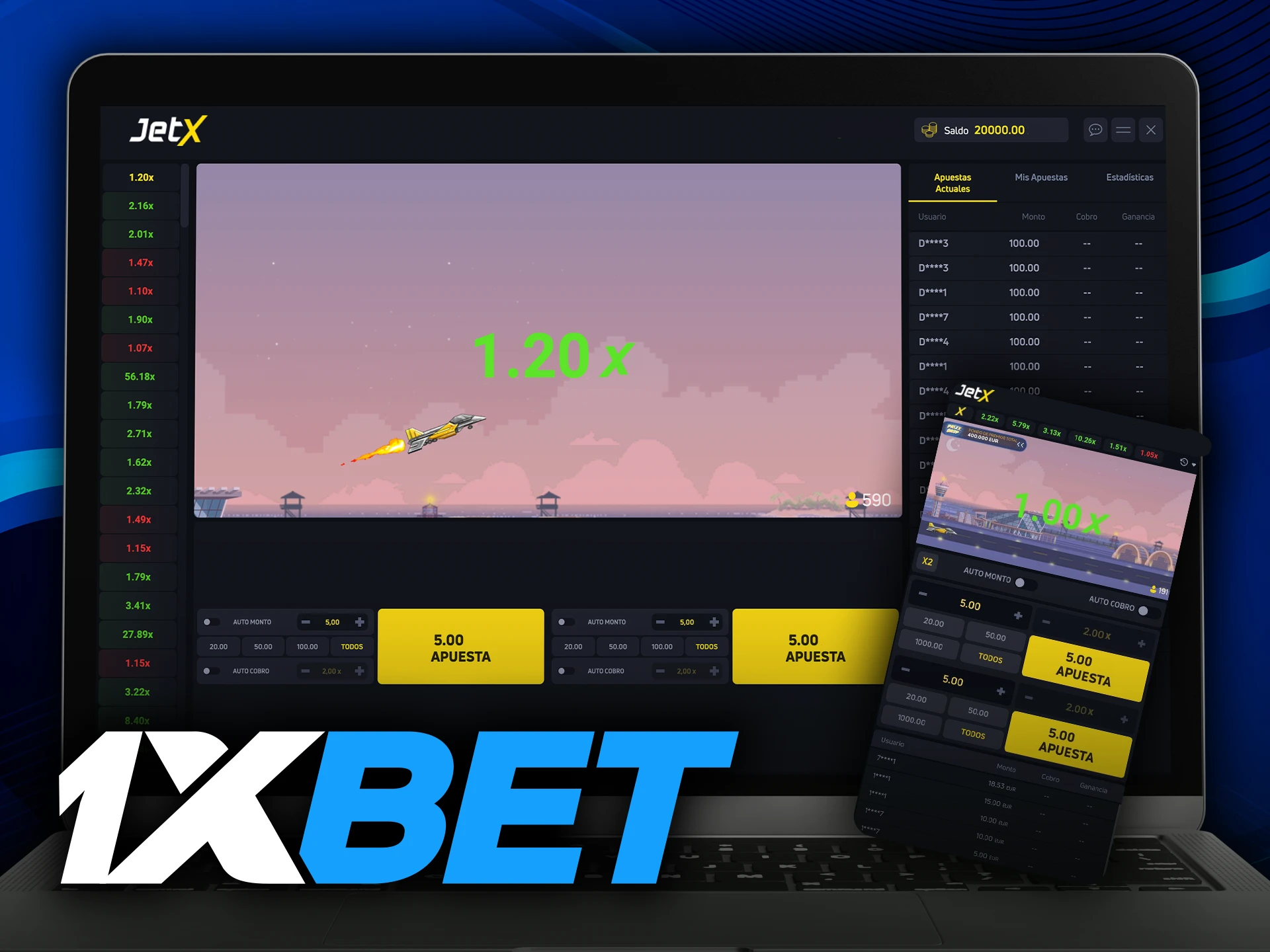 JetX es uno de los juegos de casino más coloridos y populares de 1xbet.