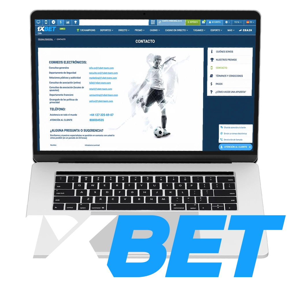 Contactos disponibles para contactar con los gestores de 1xbet.