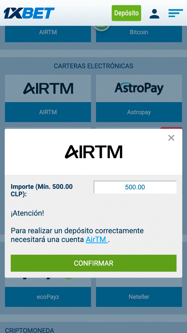 Introduzca la cantidad que desea aumentar con ganancias en 1xbet.