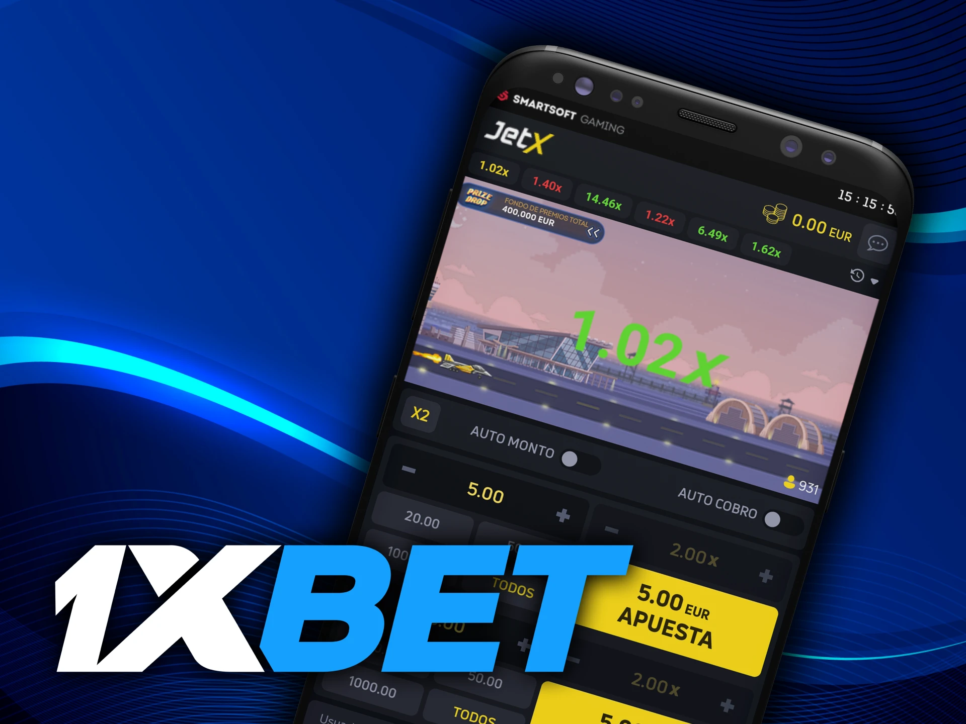 Descargue la aplicación JetX para juegos en 1xbet.