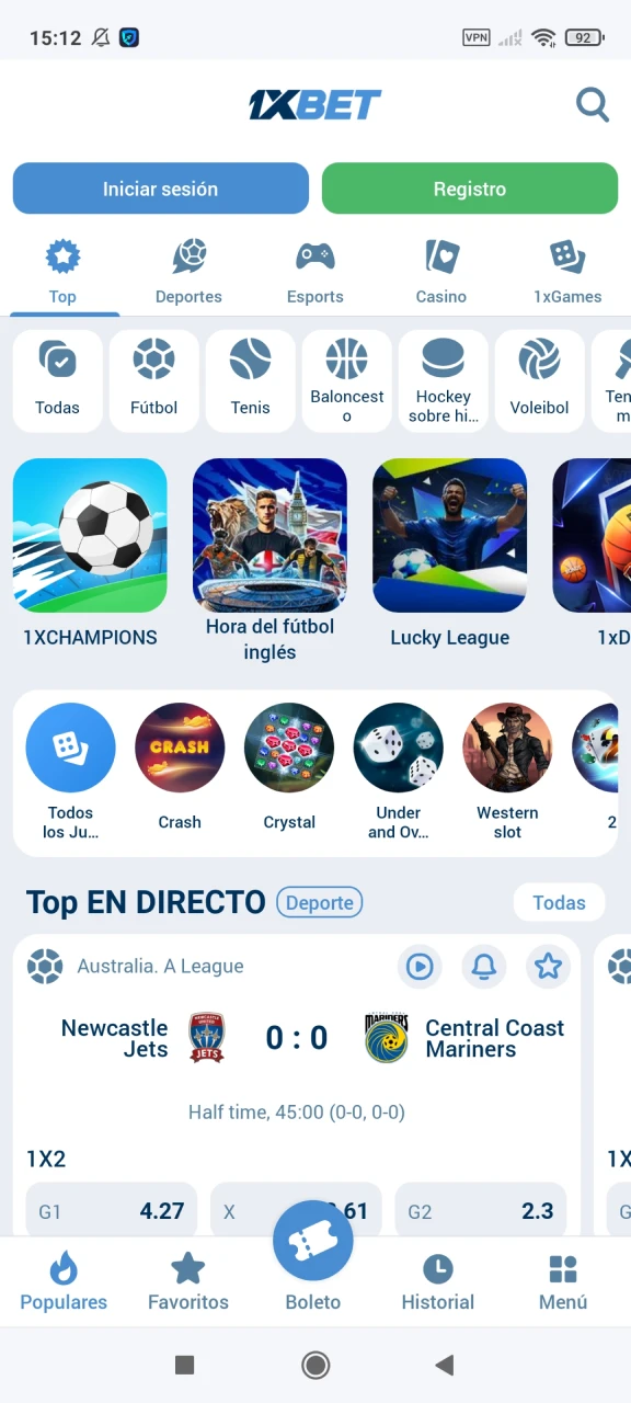 Haga clic en el botón de registro para jugar JetX en 1xbet.