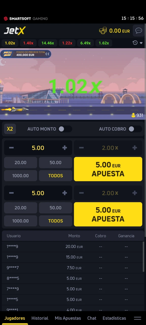 Empieza a jugar al juego JetX en 1xbet.