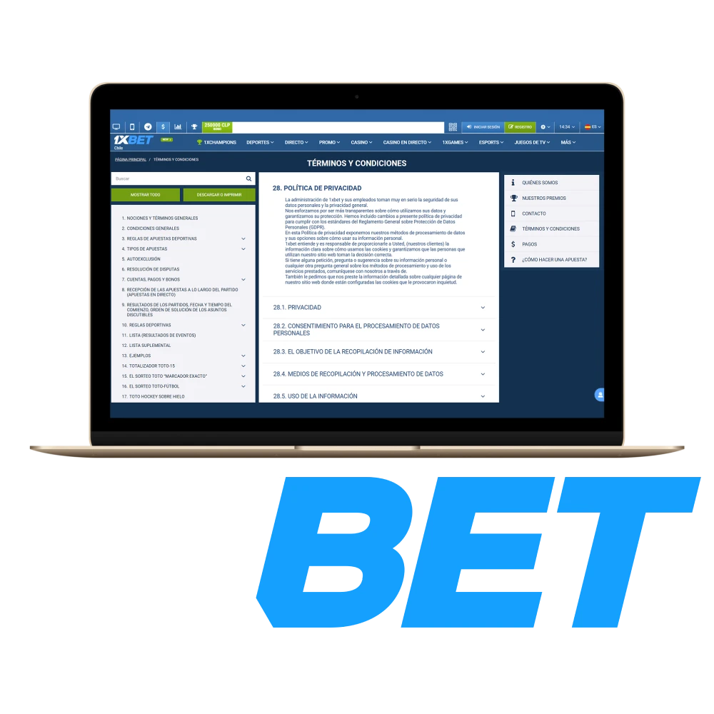 Le informaremos sobre la política de privacidad del sitio web 1xbet.