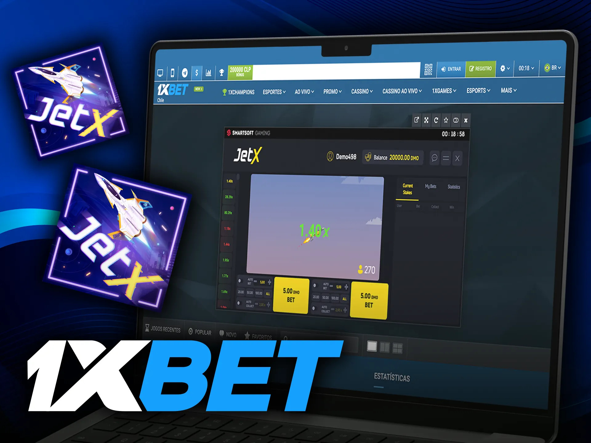 Para empezar a jugar en JetX sólo tienes que registrarte en la plataforma1xbet y realizar un pago.