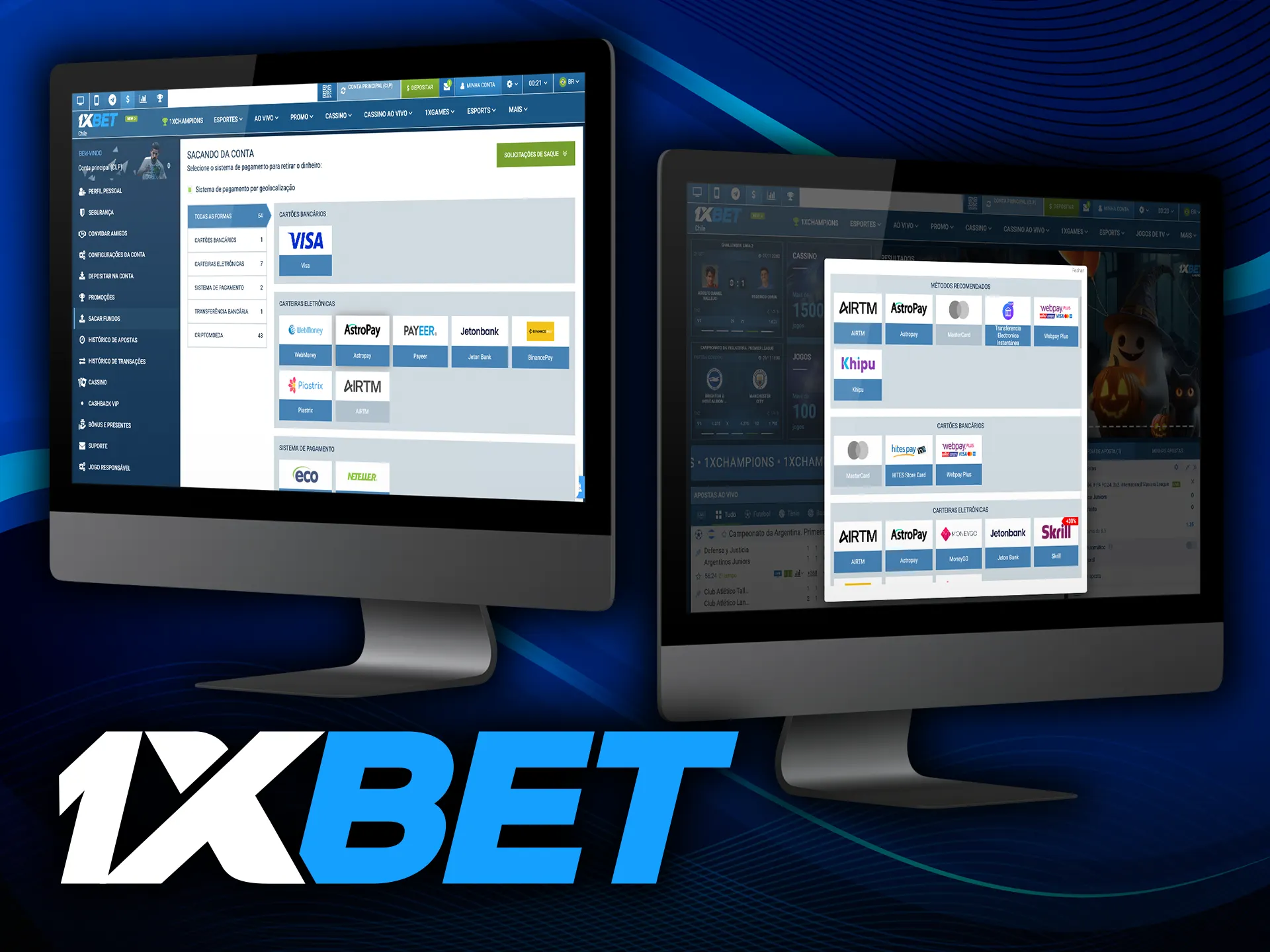 1xbet admite todos los métodos de pago habituales.