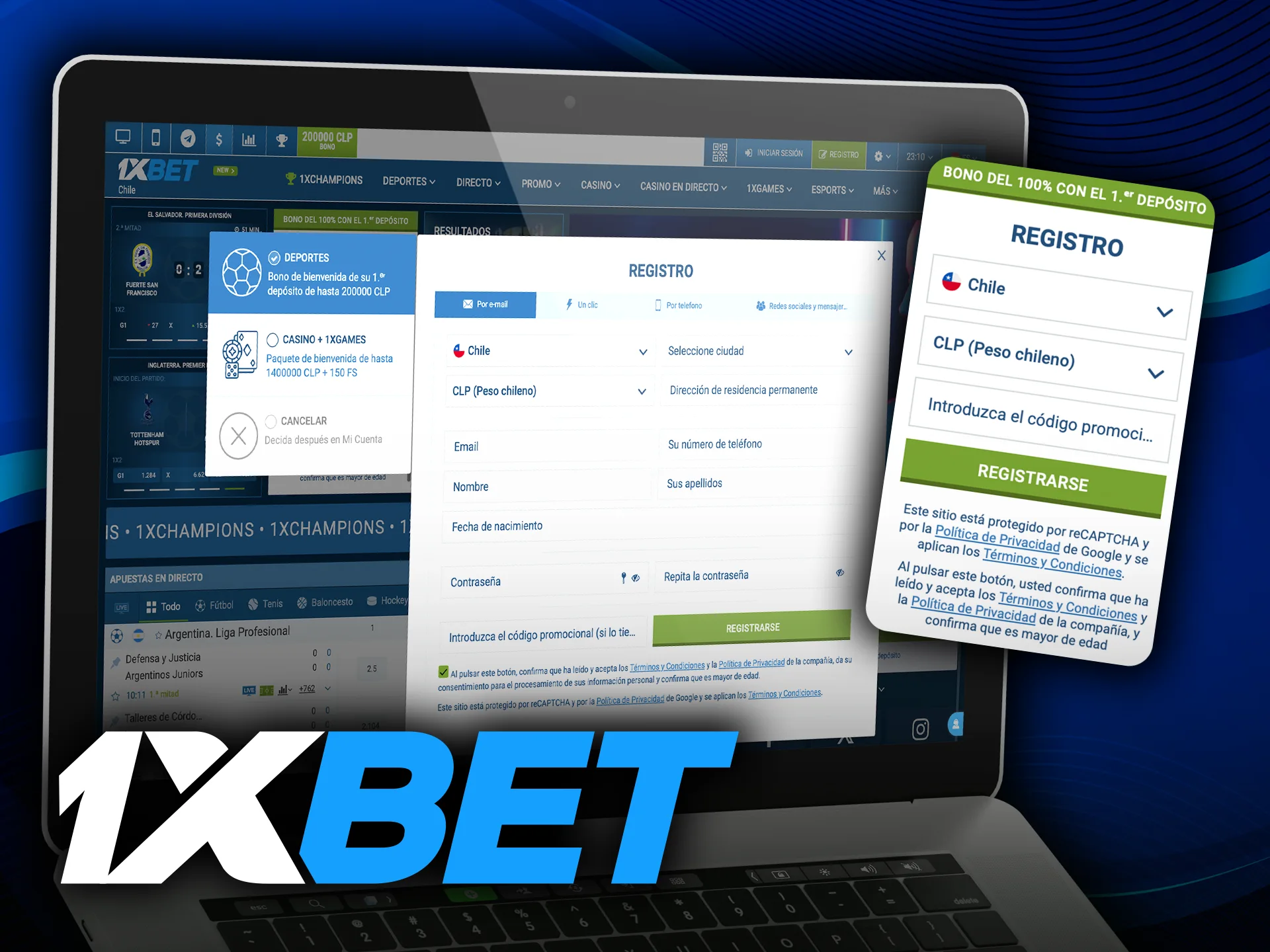 Registrarse en 1xbet en Chile sólo lleva unos minutos.