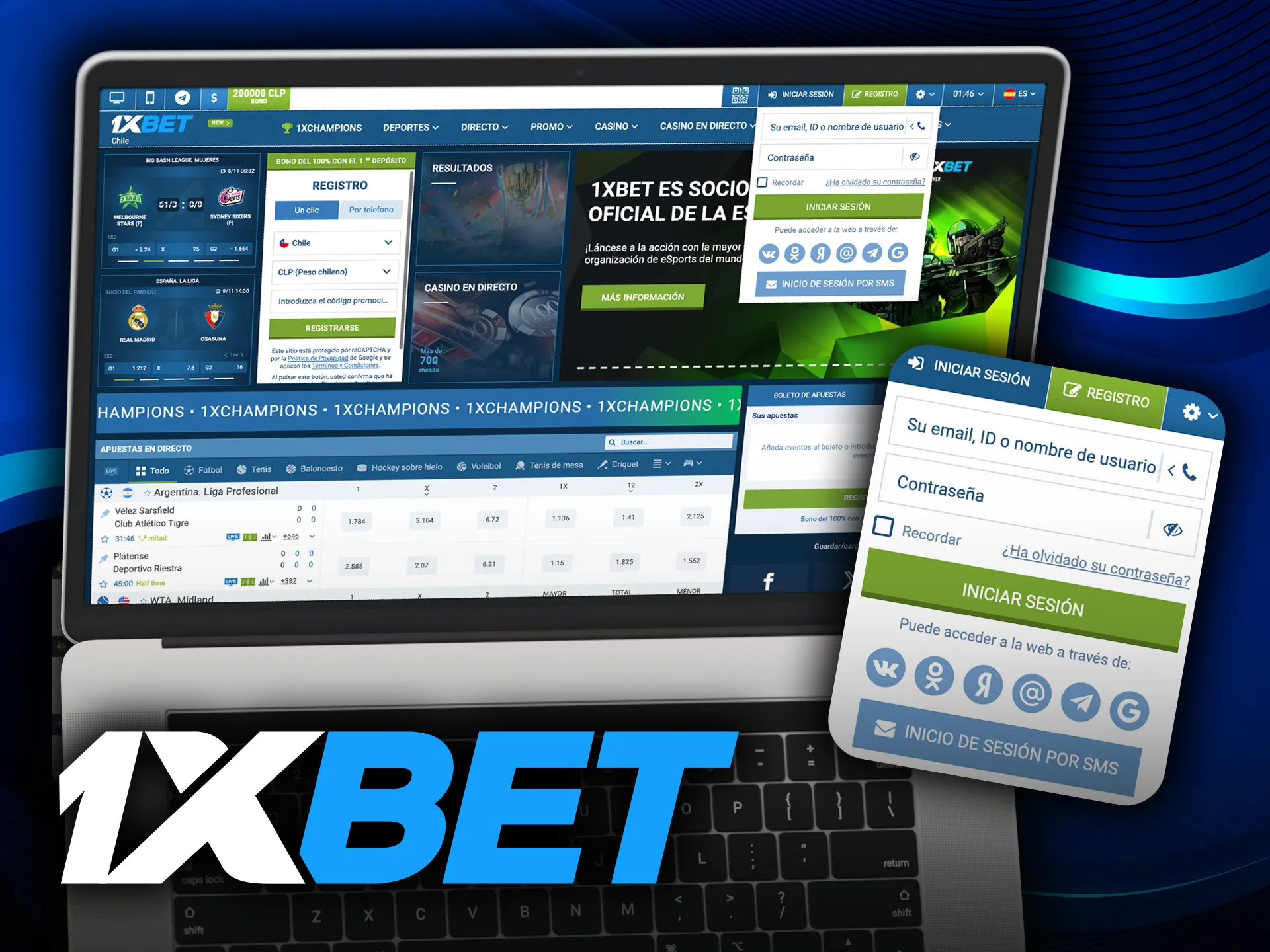 Inicie sesión en 1xbet para hacer apuestas y jugar a juegos de casino.