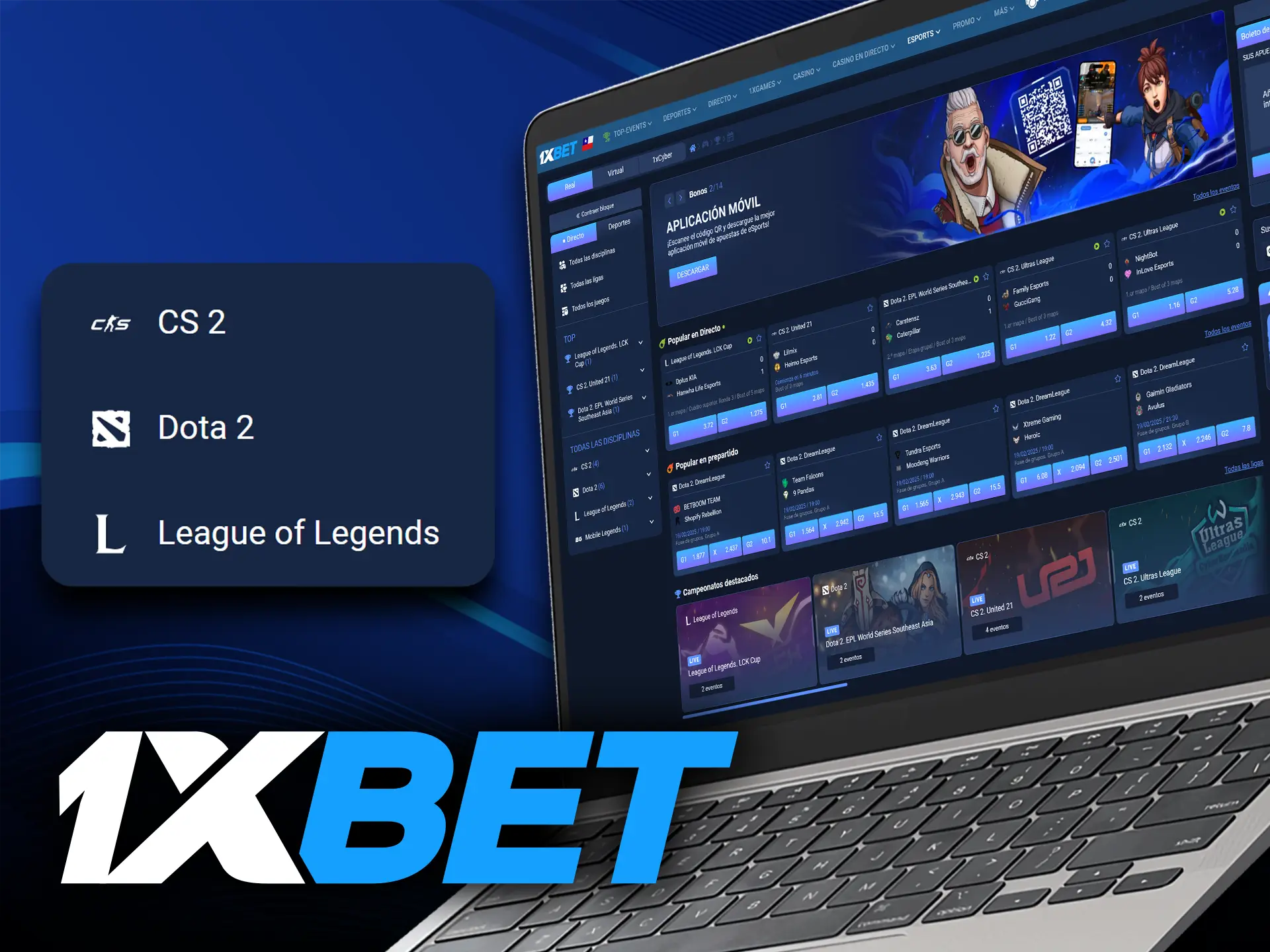 1xbet patrocina muchos eventos ciberdeportivos.