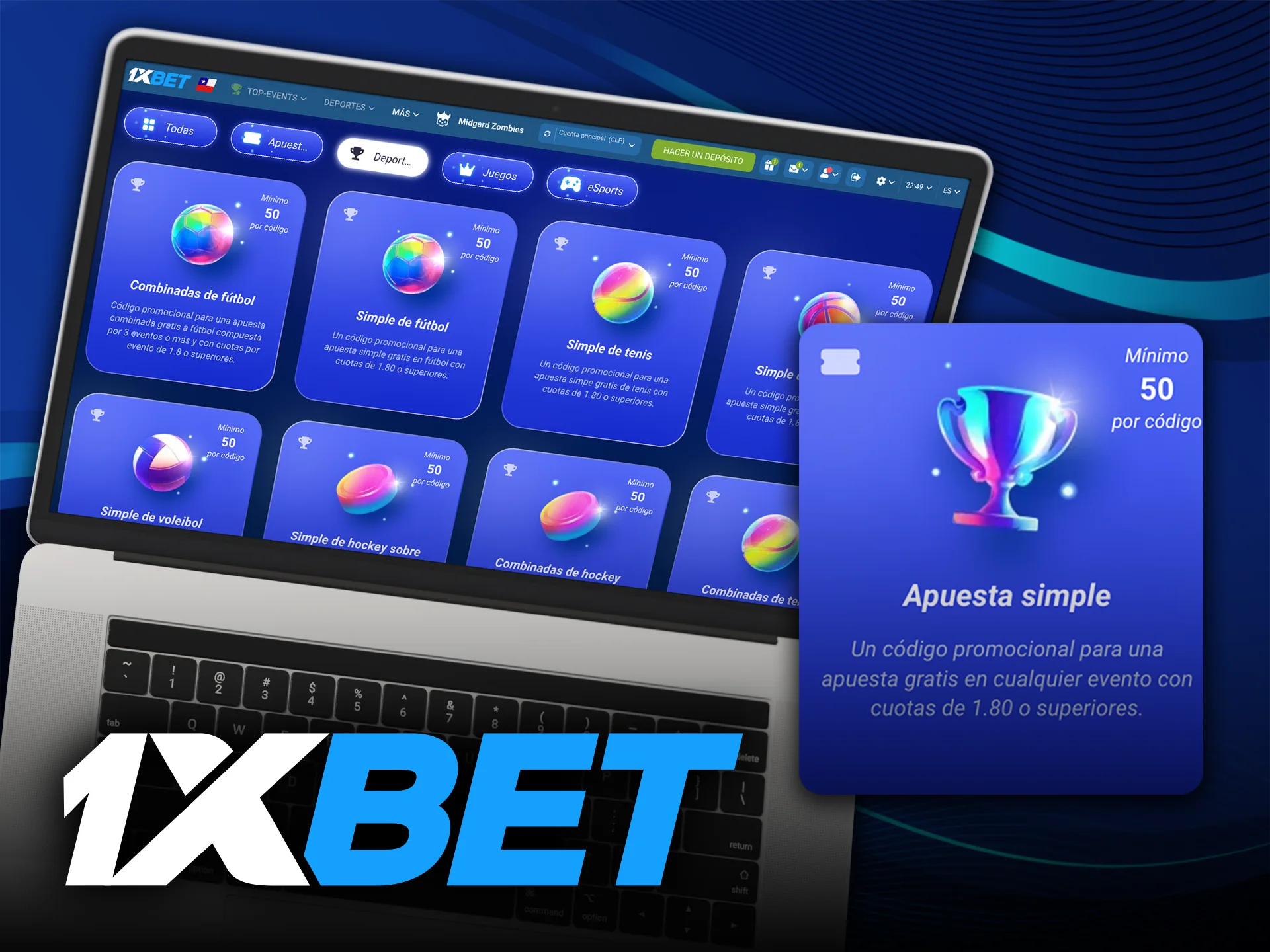Utiliza un código promocional en apuestas deportivas en 1xbet y gana más.