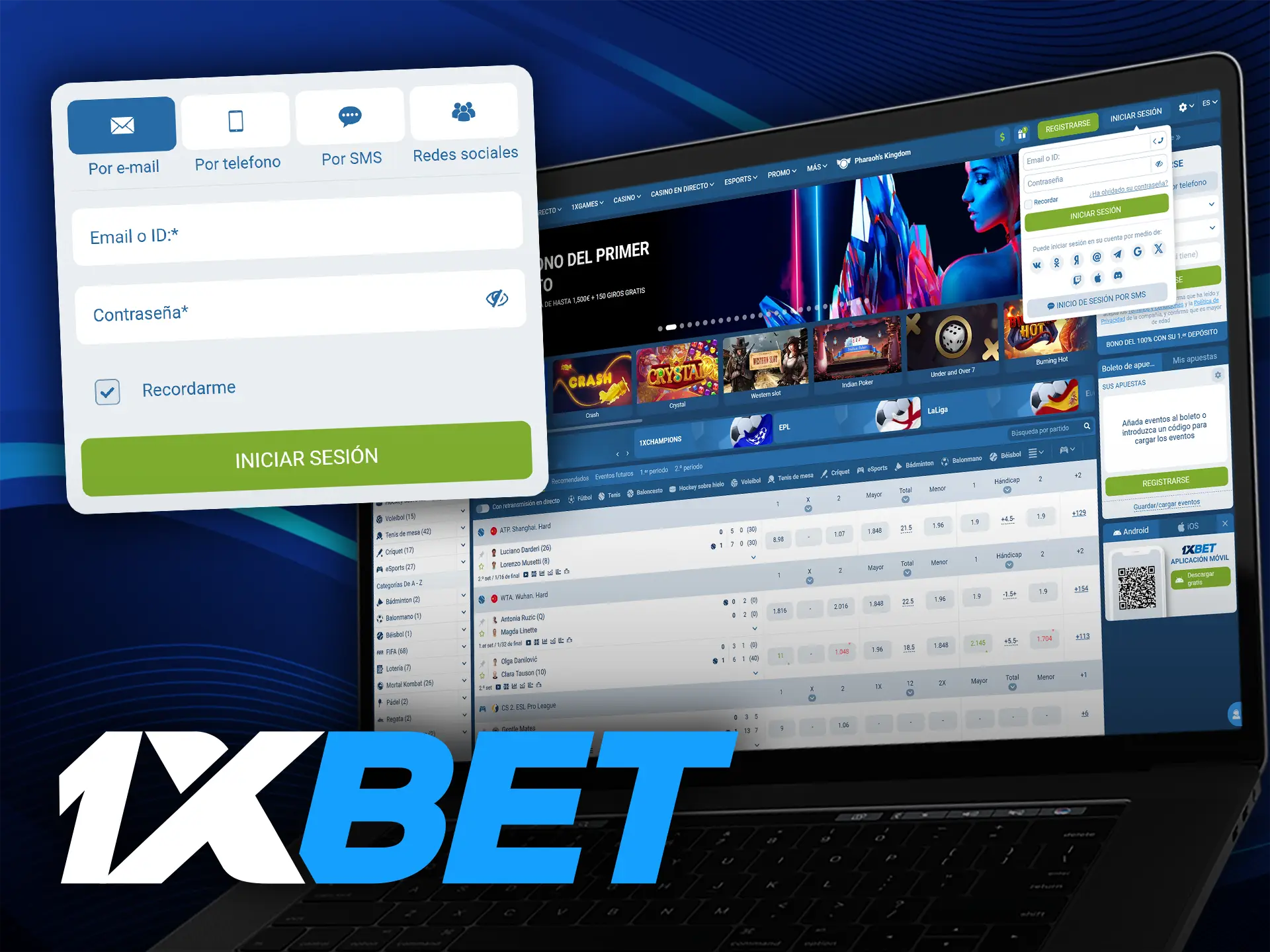 Inicie sesión en su cuenta 1xBet desde su ordenador o teléfono introduciendo su nombre de usuario y contraseña.