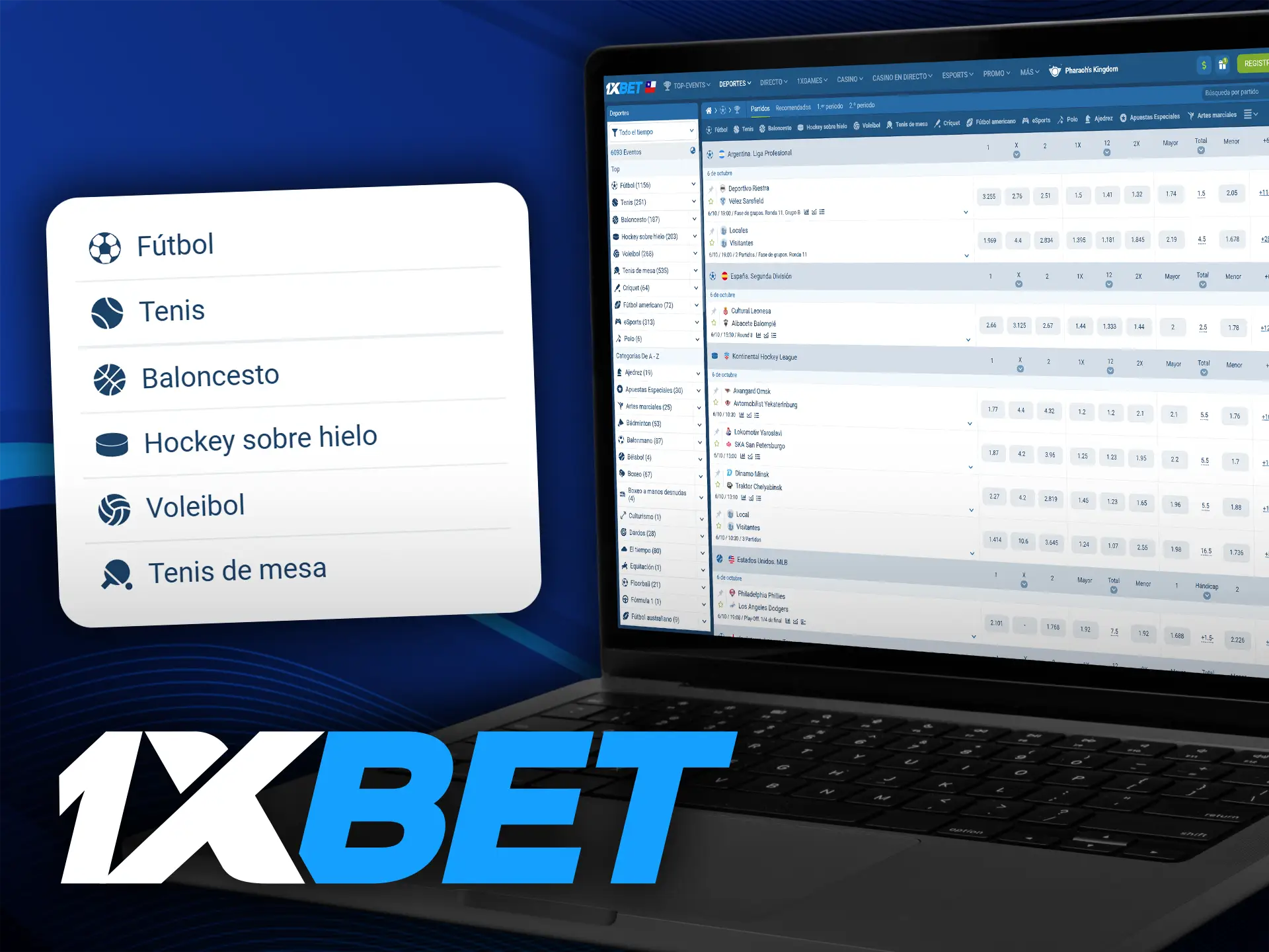 1xBet ofrece una amplia selección de deportes para apostar.