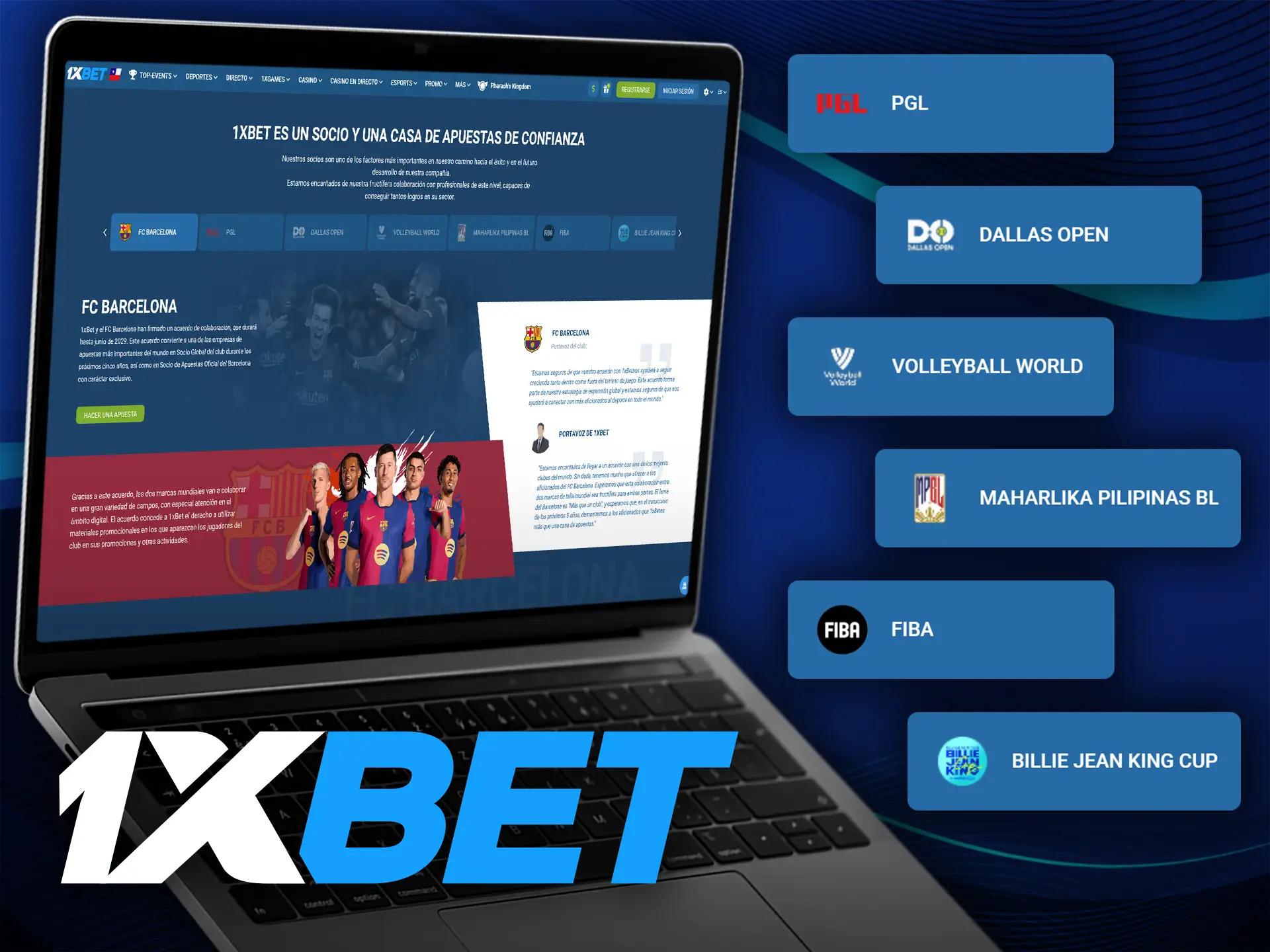 1xBet colabora con las organizaciones deportivas más importantes.